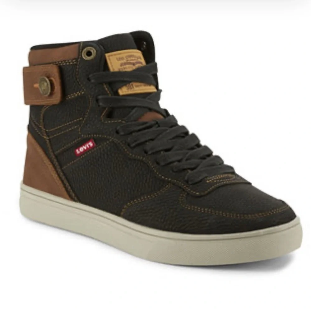 Levi's Men's Black and Tan Sneakers Jeffrey Hi 501 Core high-top sneakers sz 13